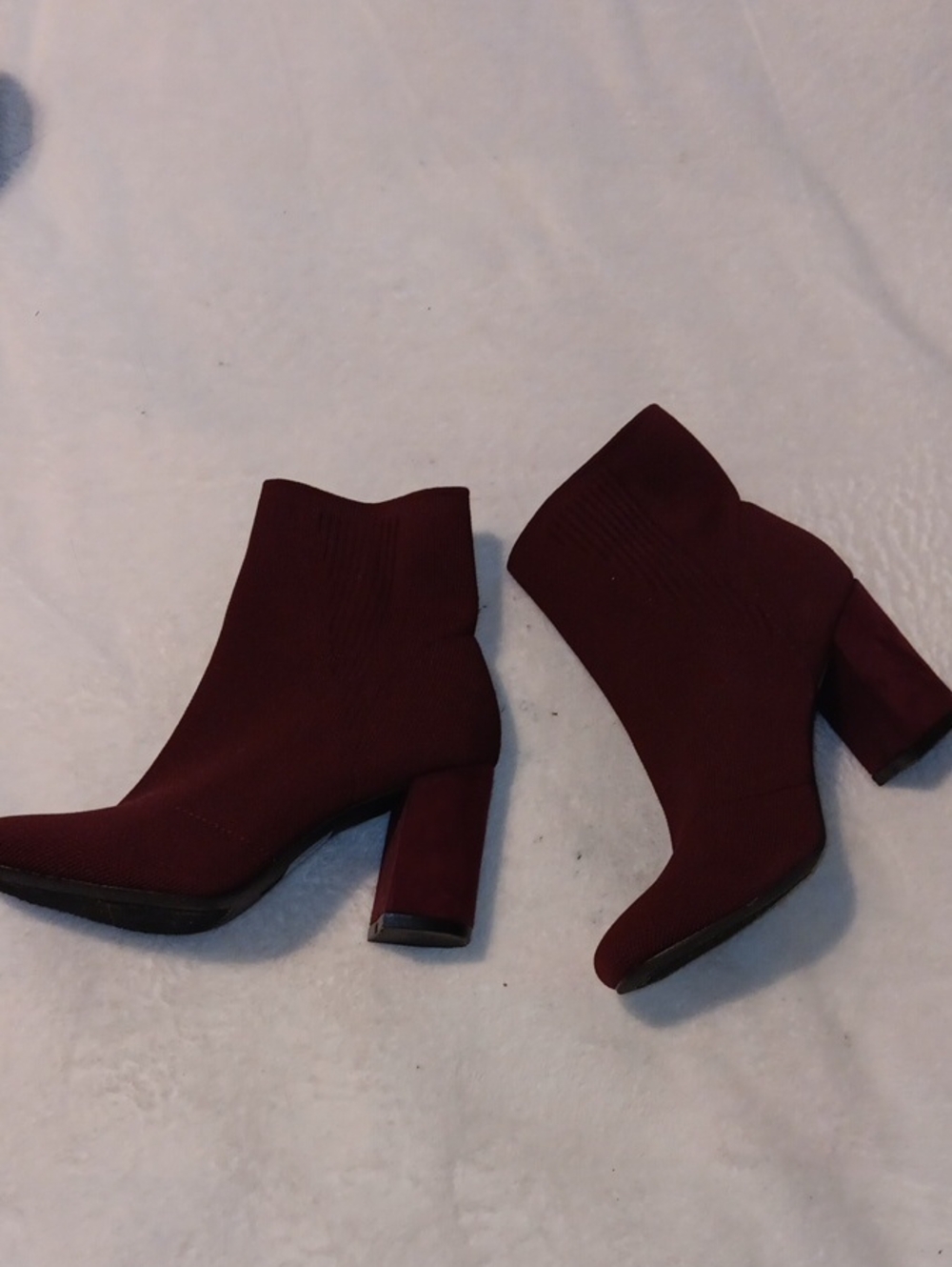MIA Burgundy Knit Block Heel Ankle Boots